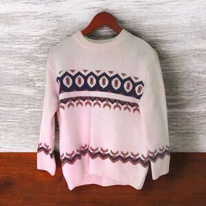 H:Connect Ivory Geometric Fair Isle Pullover Sweater Size S